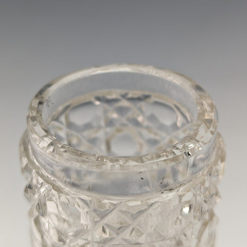 十九世紀末英國古董切割玻璃罐,帶鍍銀蓋